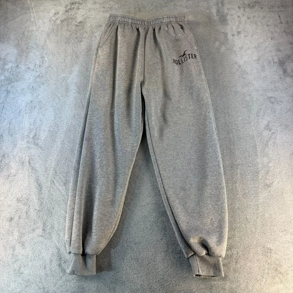 Hollister Gray Sherpa Lined Fleece Jogger Sweatpants Men's Medium M